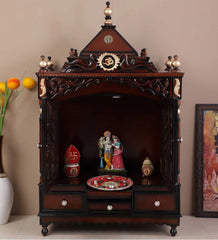 Sheesham Wood Handmade Mandir Home Temple In Brown