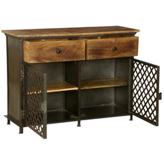 Angle Industrial Iron With Mango Wood 2 Drawers Sideboard 115x40x86cm