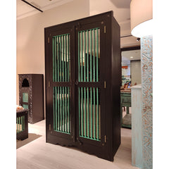 Urban Art Store Wood & Iron Glass Door Cupboard Wardrobe D42