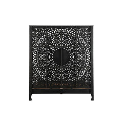 Dynasty Hand Carved Solid Wood Low Profile Standard Bed Black