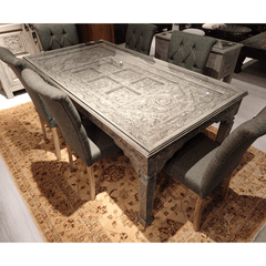 Antique Indian Hand Carved  Solid Wood Dining Table 02