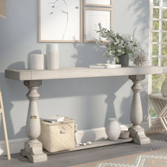 French Provincial Style Pillar Console Table Grey