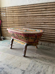 Indian Rajasthani Hand Painted Solid Wood Coffee Table C160