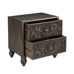 Indian Hand Carved Solid Wooden Bedside Table 02