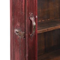 Antique Indian Hand Carved Glass Door Solid Wood Cabinet D19