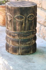 Indian Hand Carved Man Face Solid Wood Coffee Table C137