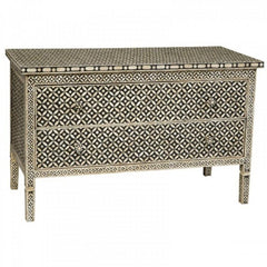 Maaya Bone Inlay Chest of Drawer Sideboard Black and White