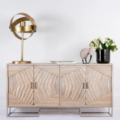 Kraft Bazaar Indian Mango Wood Hand Carved Sideboard