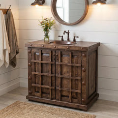 Indian Hand Carved Solid Wood Bathroom Vanity V19