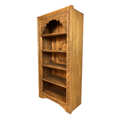 Mehrab Indian Hand Carved Solid Wood Bookshelf B3