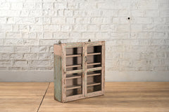 Vintage Reclaimed Wood Rustic Glass Door Cabinet