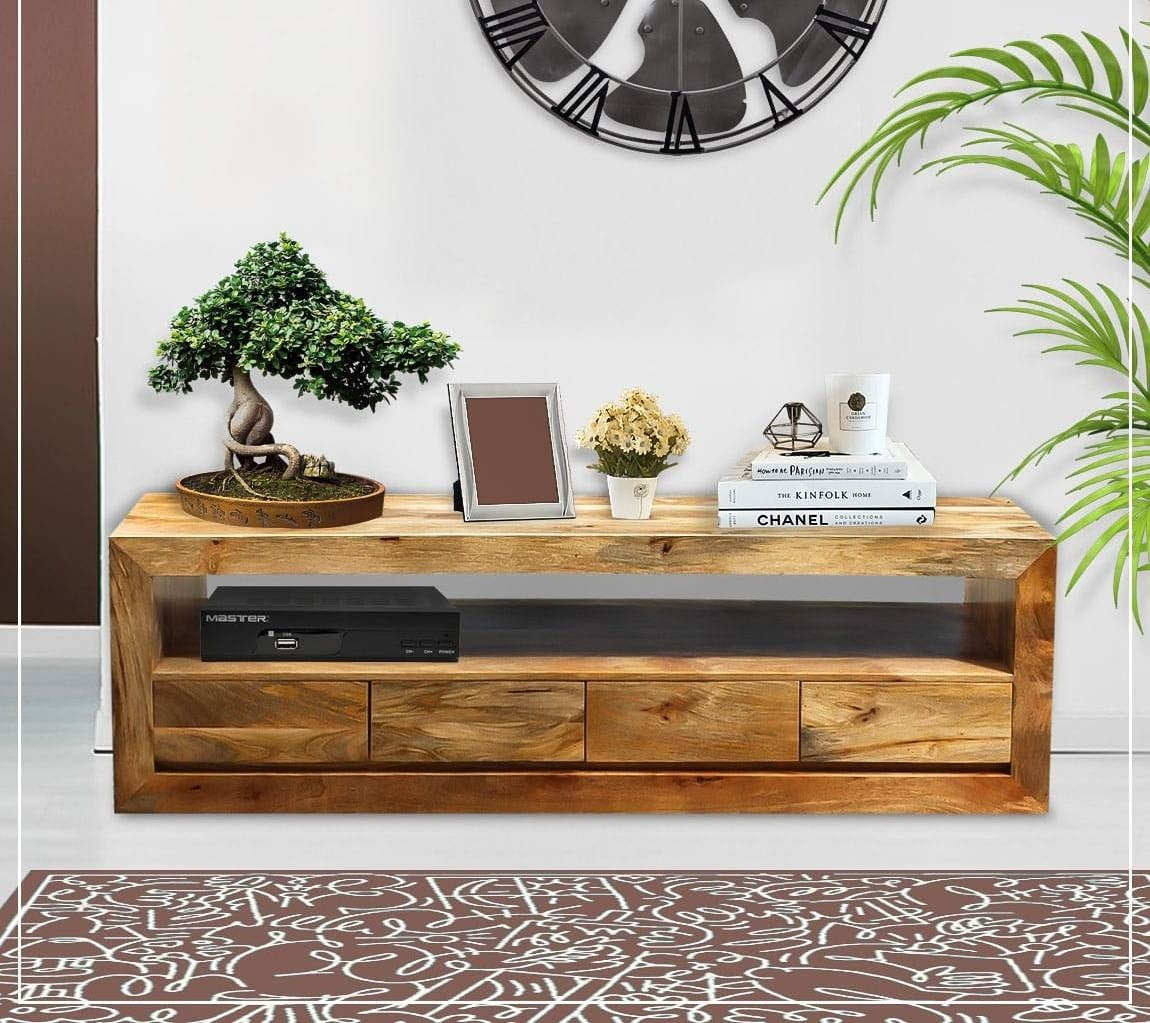 AVALON INDIAN WOODEN ZEN MANGO T.V CABINET 202