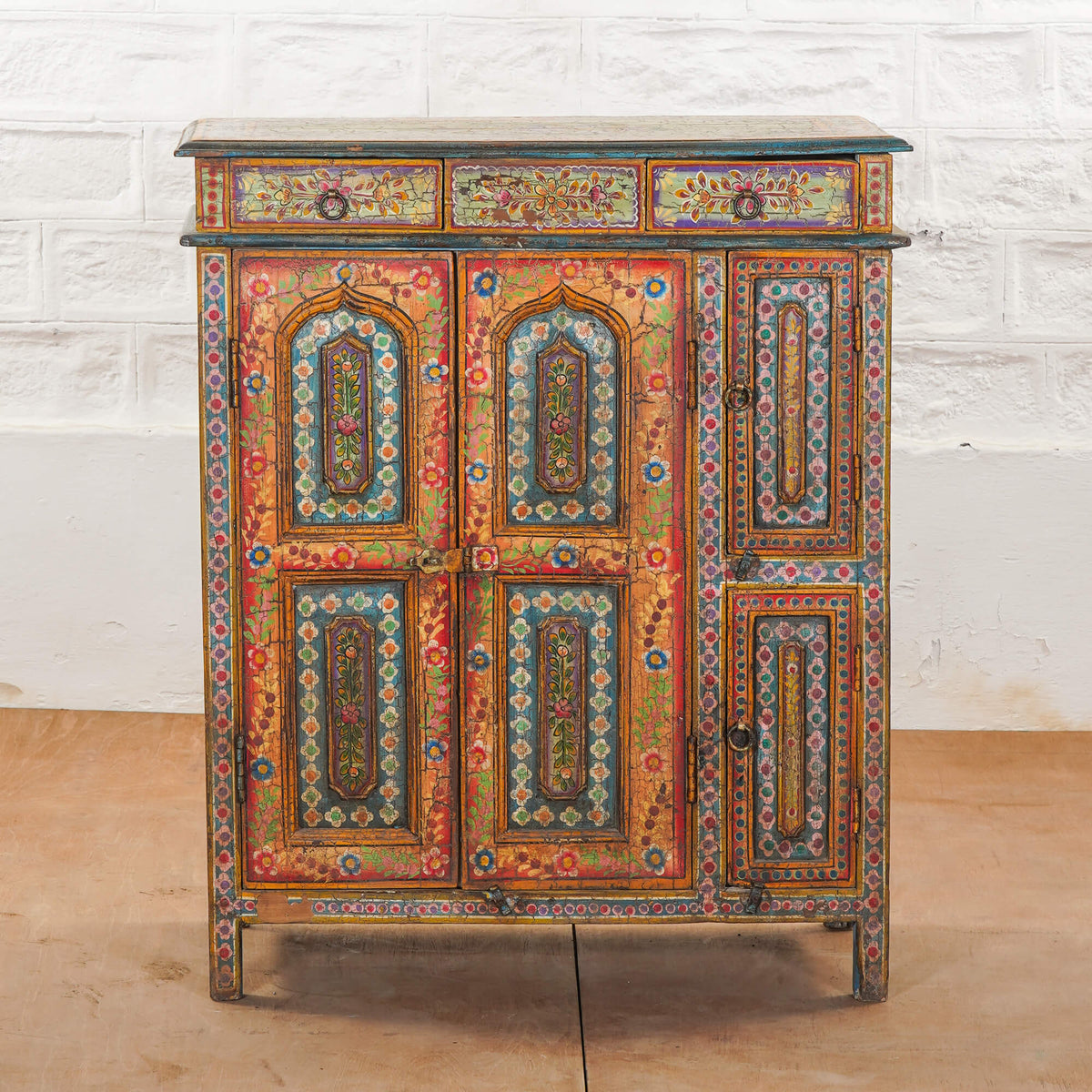 Pandora Hand Painted Solid Wood Cabinet Multicolour