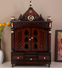 Sheesham Wood Handmade Mandir Home Temple In Brown