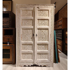 Indian Hand Carved Solid Wooden Cupboard Wardrobe D28