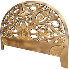 Hand Carved King Size Bed Headboard Bed Head Gold Finish