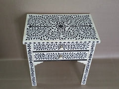 Maaya Bone Inlay 2 Drawer Bedside Table Black Floral