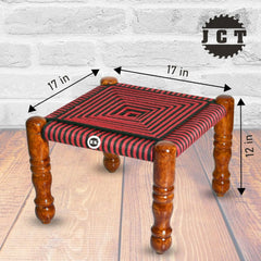 Indian Solid Wood Handmade Charpai Khat Manjhi Woven Charpai Ottoman Stool