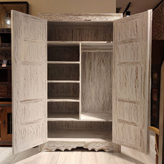 Indian Hand Carved Solid Wooden Cupboard Wardrobe D28