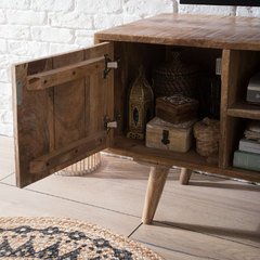 The Attic Mans Solid Wood TV Unit Cabinet Honey