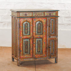 Pandora Hand Painted Solid Wood Cabinet Multicolour