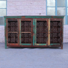 Reclaimed wood Metal Curly Jali Sideboard