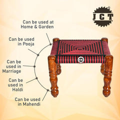 Indian Solid Wood Handmade Charpai Khat Manjhi Woven Charpai Ottoman Stool