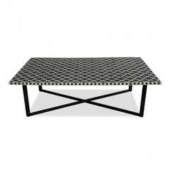 Maaya Bone Inlay Rectangular Coffee Table Black Geometric