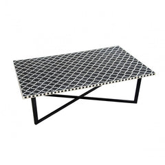 Maaya Bone Inlay Rectangular Coffee Table Black Geometric