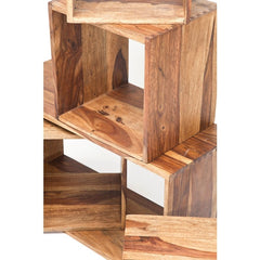 Boston Silver Contemporary Solid Wood Cube Square Inset Side tables Set of 5