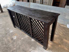 Antique Indian Jali Hand Carved Solid Wood Console Hall Table