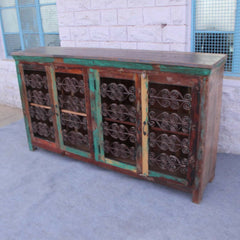 Reclaimed wood Metal Curly Jali Sideboard