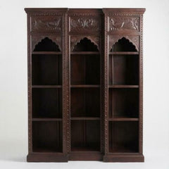 Mehrab Indian Carved bookshelf Arch Window Antique style Jharokha book display shelf B07  -  