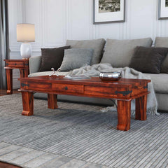 Avalon Rustic Solid Wood Coffee Table With Drawer