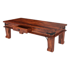 Avalon Rustic Solid Wood Coffee Table With Drawer