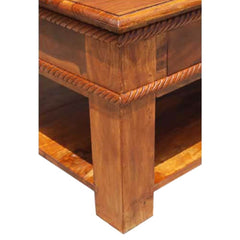 Stylish Handcrafted Rustic Solid Wood 2-Tier Coffee Table Honey