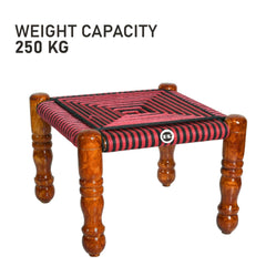 Indian Solid Wood Handmade Charpai Khat Manjhi Woven Charpai Ottoman Stool