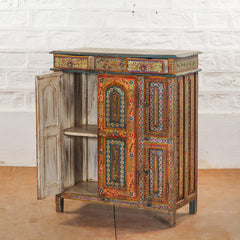 Pandora Hand Painted Solid Wood Cabinet Multicolour