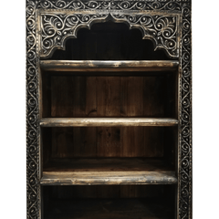 Mehrab Indian Hand Carved Solid Wood Bookshelf B25