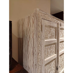 Indian Hand Carved Solid Wooden Cupboard Wardrobe D28