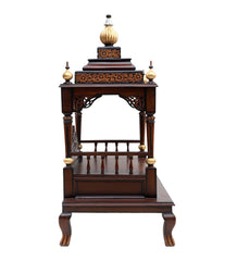 Medium Sized Handmade Sheesham Wood Home Temple In Brown