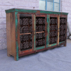 Reclaimed wood Metal Curly Jali Sideboard