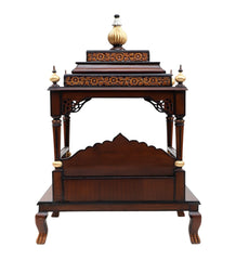 Medium Sized Handmade Sheesham Wood Home Temple In Brown