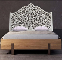 Hand Carved King Size Bed Headboard Bed Head White