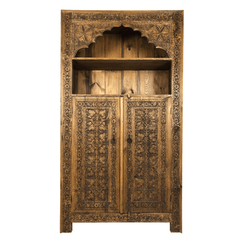 Mehrab Indian Hand Carved Solid Wood Bookshelf B26