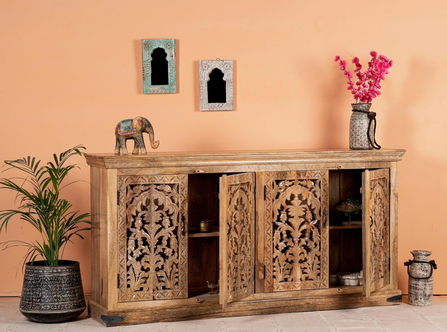 Kalah Hand Carved Solid Wooden Sideboard Buffet 90x180x40cm KLA0148  -  