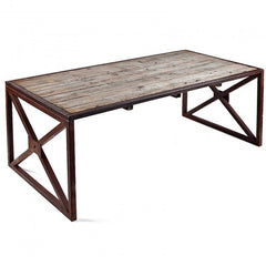 Angle Industrial French Style Rustic Coffee Table Natural 120x60cm