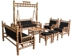 Heritage Indian Hand Carved Painted Swing & Sofa Set 7 pcs