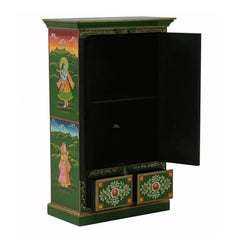 Avani Solid Mango Wood Indian Hand Carved Wardrobe Cabinet Almirah Antique style Painted