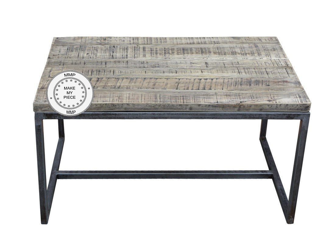 Industrial Metal Factory Indian Solid Wood Coffee Table Natural